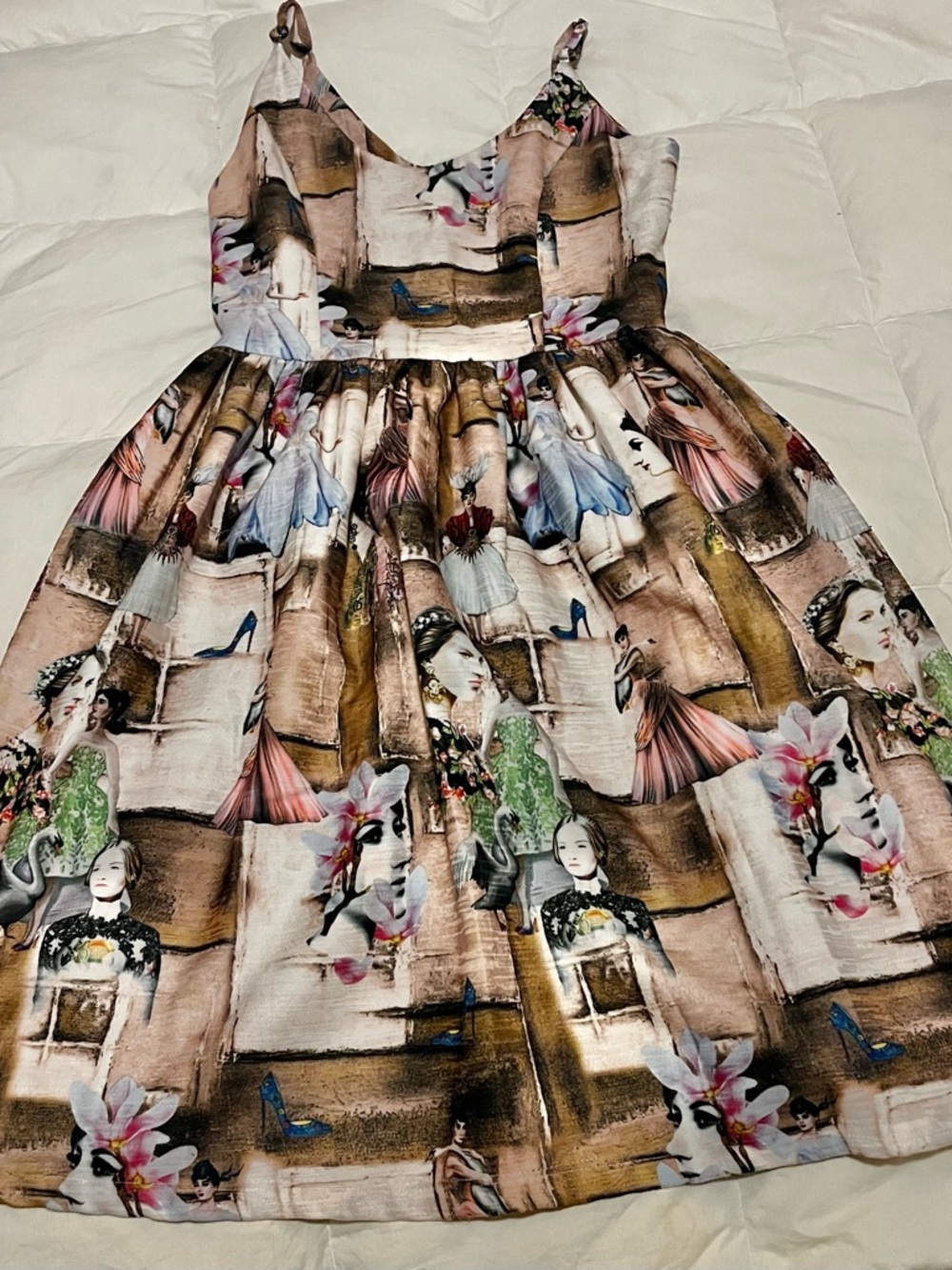 Tatyana Artistic Printed Fit-and-Flare Dress in Multicolor Size L